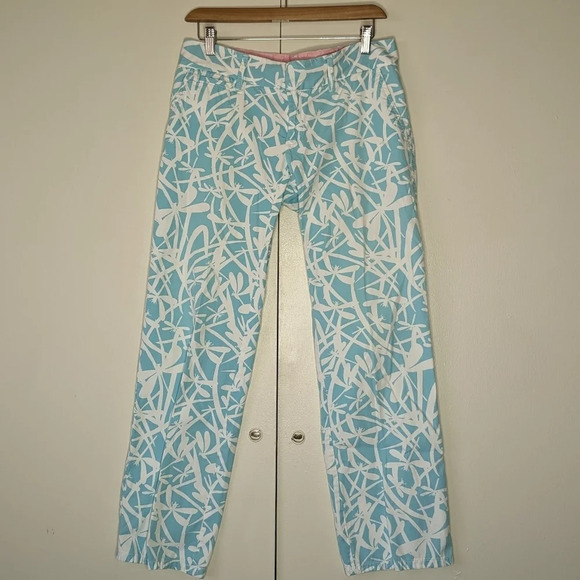 Lilly Pulitzer Blue‎ White Dragonfly Pants Size 4 - Picture 1 of 6